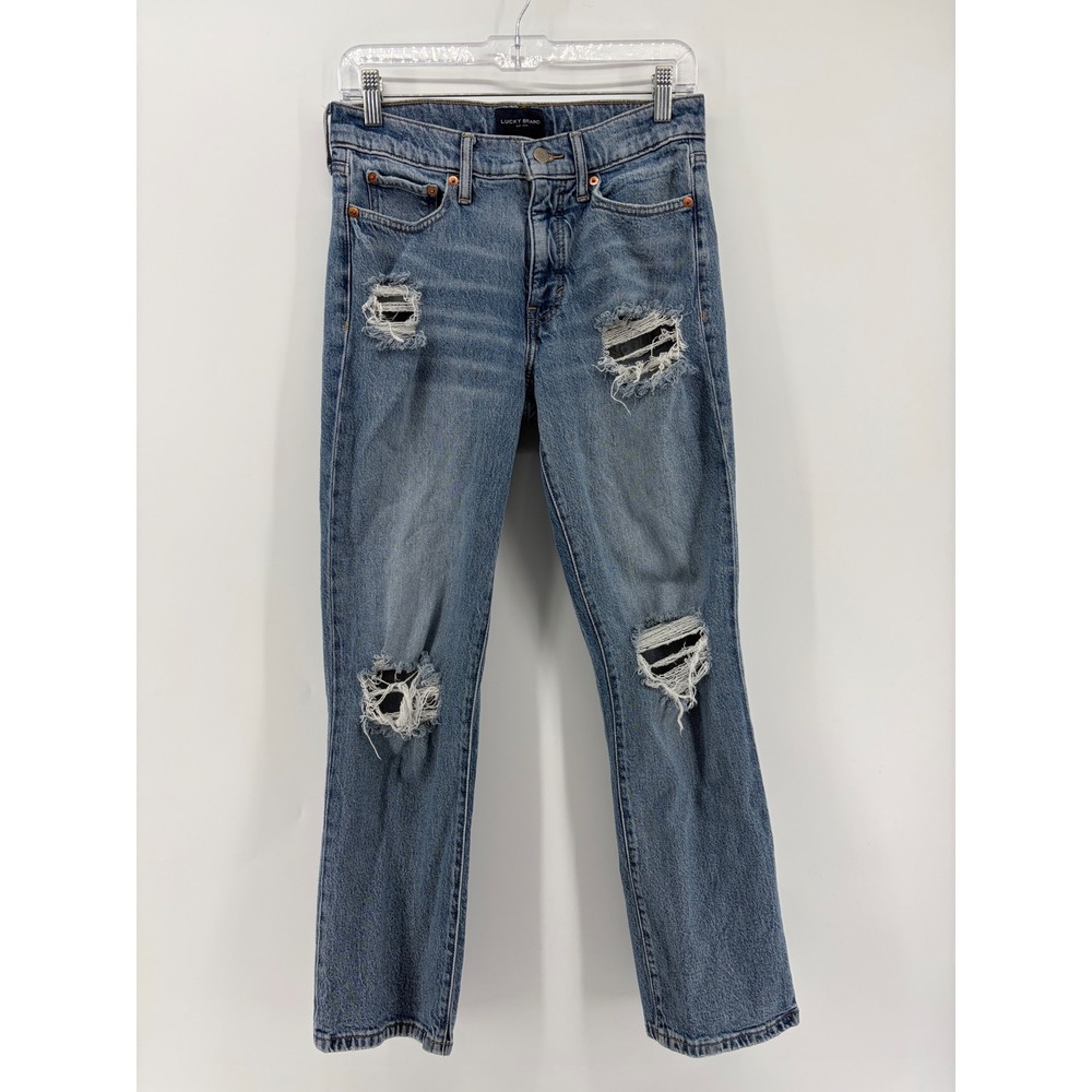 Lucky Brand Zoe High Rise Straight Leg Jeans Distressed Light Wash Womens Size 6